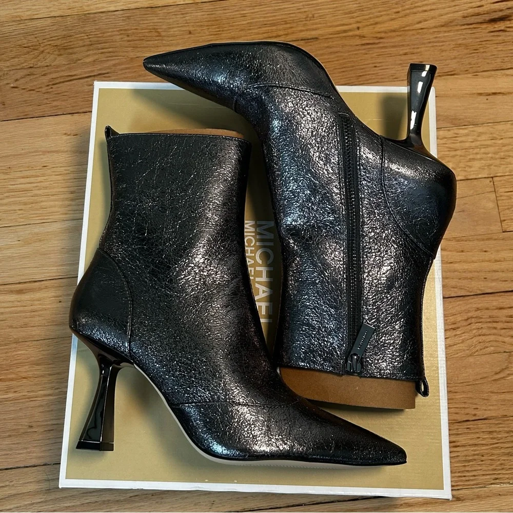 Michael Kors Clara Mid Bootie Anthracite Dark Grey Size 7m Silver women’s boots - Picture 6 of 16